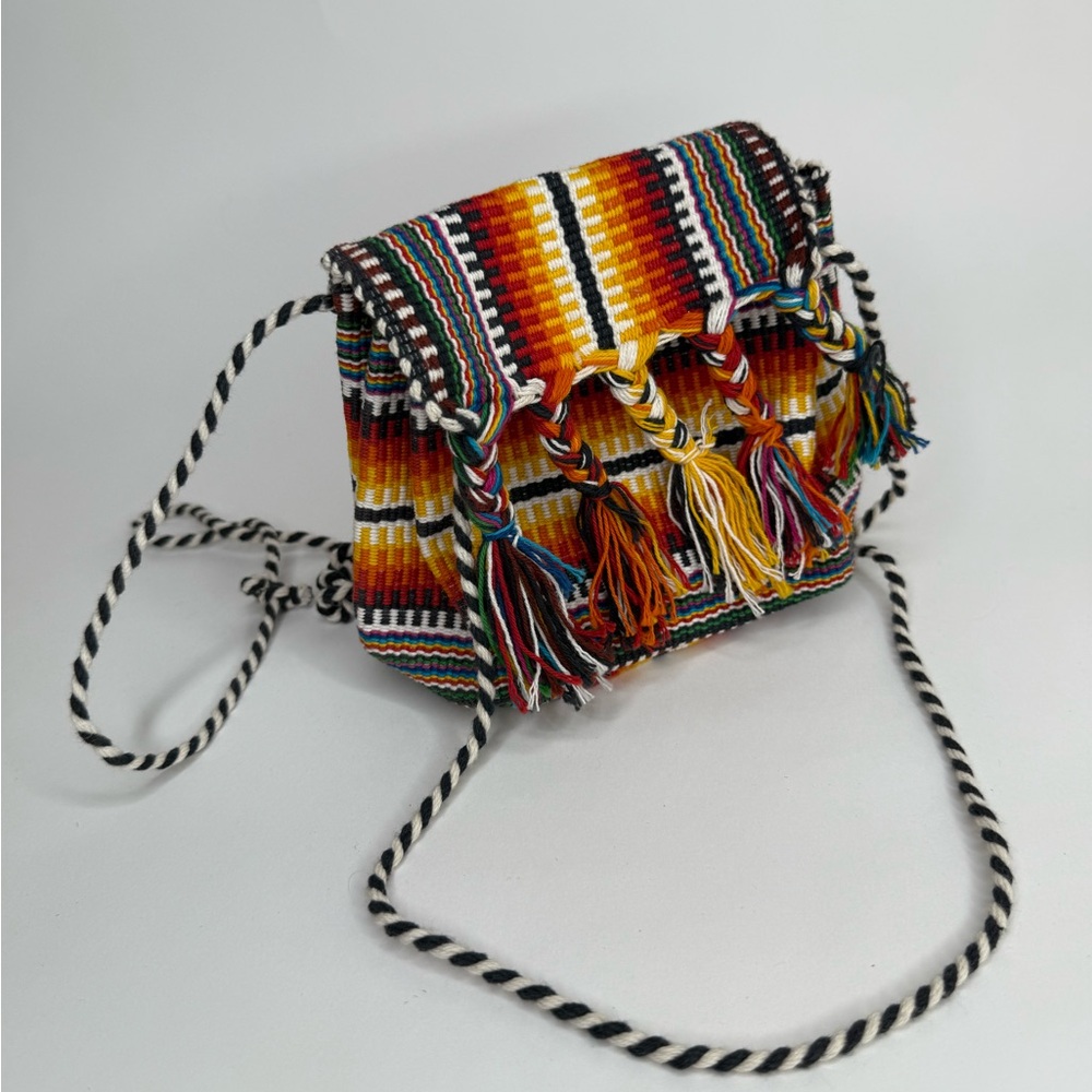 Colorful Woven Tassel Crossbody Bag